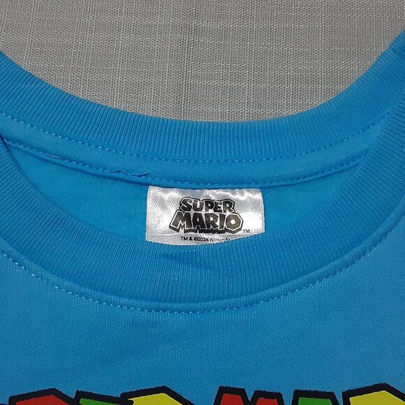 Nintendo Super Mario Kids Girl's Boy's Long Sleeve Fleece Sweatshirt Blue S 6-6X - Picture 8 of 10